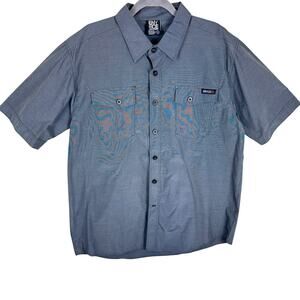 ENYCE Gray Collared Short‎ Sleeve Graphic Casual Button Up Shirt Men's Size XL